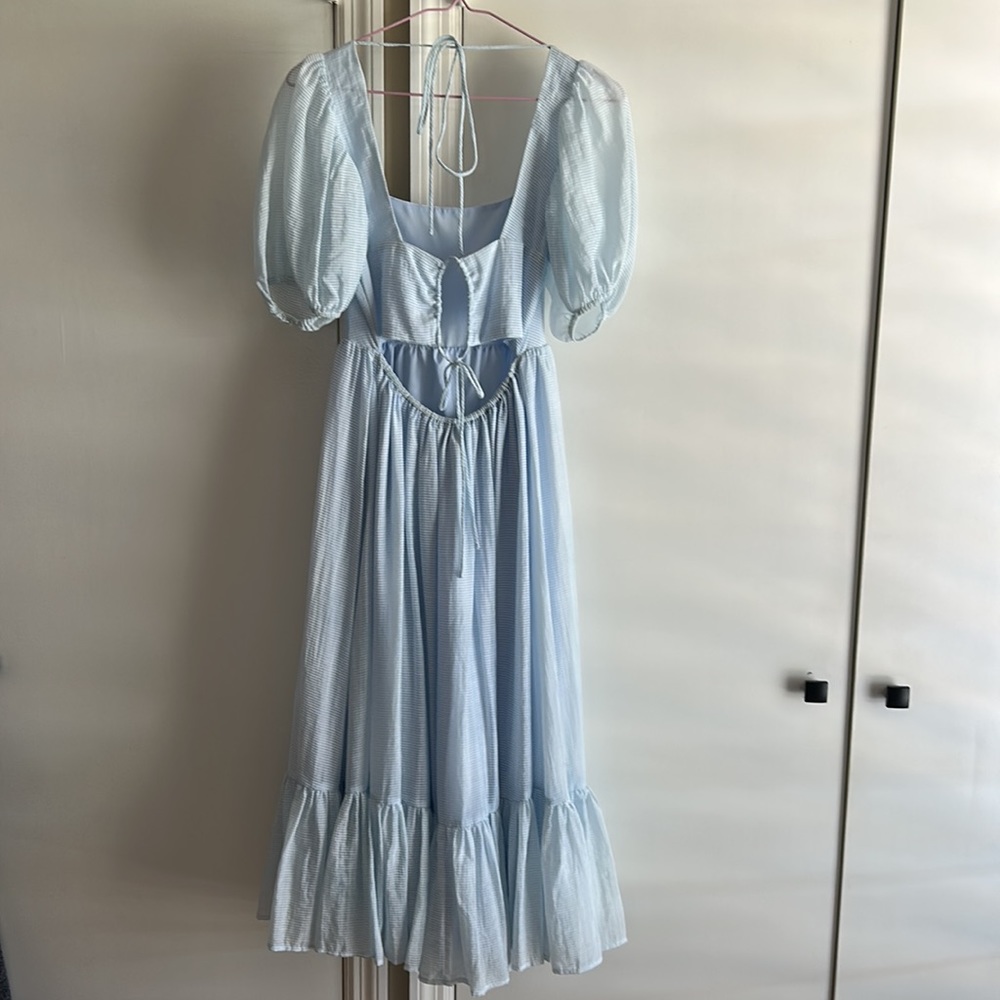 NWT Wayf tie back puff sleeve midi dress - Picture 5 of 7